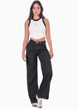 Blusa corta sin mangas con cuello halter y sesgos en contraste color blanco, marfil para mujer - Flashy