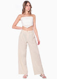 Blusa corta strapless de ojalillo color blanco, marfil para mujer - Flashy