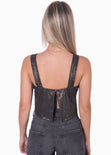 Blusa crop de tiras con escote cuadrado y espalda descubierta color negro para mujer - Flashy