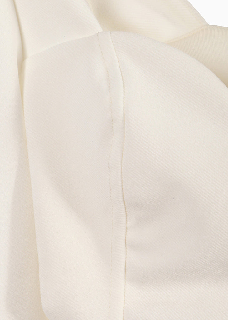 Blusa crop manga larga con escote cuadrado color blanco, marfil para mujer - Flashy