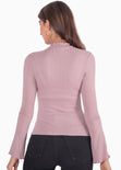 Blusa cuello alto manga larga color morado, rosado para mujer - Flashy