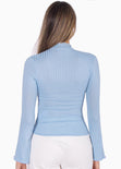 Blusa cuello alto manga larga color azul para mujer - Flashy