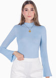 Blusa cuello alto manga larga color azul para mujer - Flashy