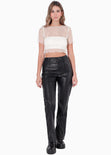 Blusa de malla con top bandeau interno color blanco, marfil para mujer - Flashy