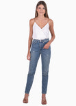 Blusa de tiras con cadenas y frente cruzado color blanco para mujer - Flashy