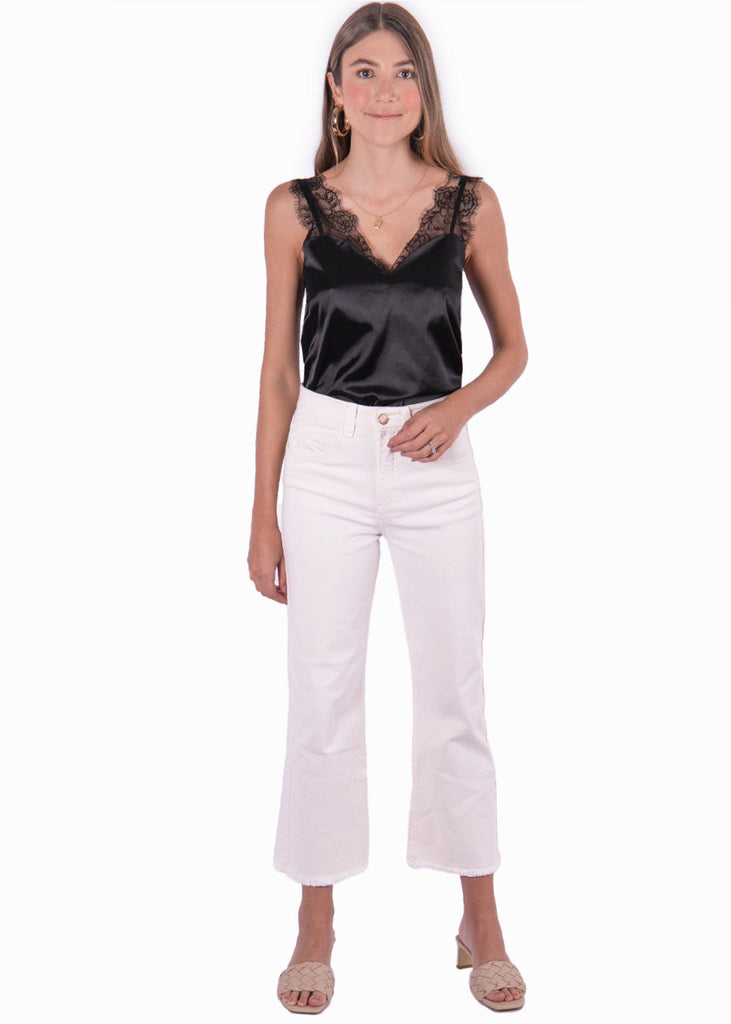 Blusa de tiras con encaje color negro para mujer - Flashy