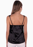 Blusa de tiras con encaje color negro para mujer - Flashy