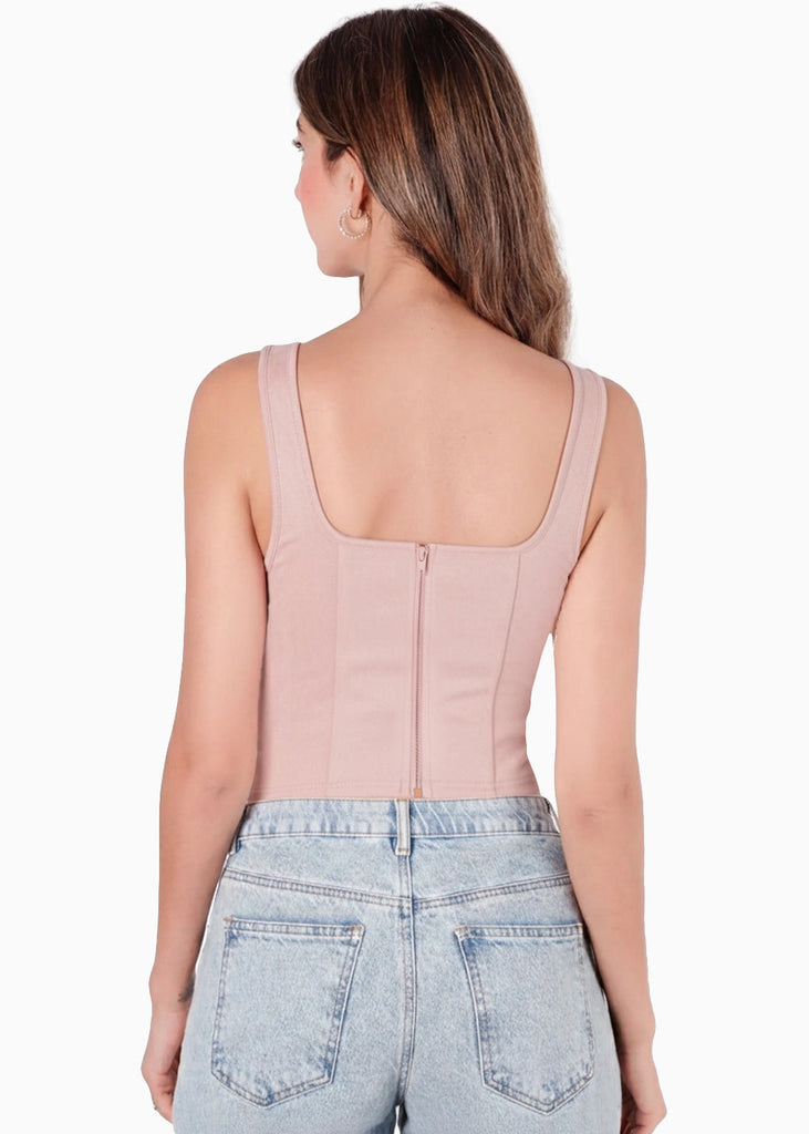 Blusa de tiras con escote cuadrado - TAMARINDO.ROSA