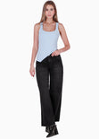 Blusa de tiras con escote cuadrado y ruedo asimétrico color azul para mujer - Flashy