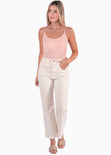 Blusa de tiras con perlas color rosado para mujer - Flashy