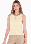 Blusa de tiras en nido de abeja - BANANO.AMARILLO