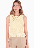 Blusa de tiras en nido de abeja - BANANO.AMARILLO