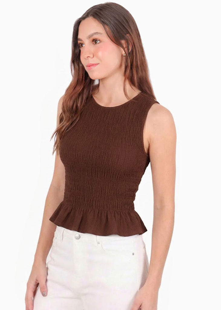 Blusa de tiras en nido de abeja - BANANO.CAFE
