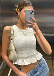Blusa de tiras en nido de abeja - BANANO