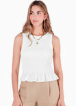 Blusa de tiras en nido de abeja - BANANO