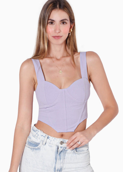 Blusa de tiras tipo corset color lila para mujer - Flashy