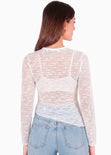 Blusa en encaje con manga campana y ruedo asimetrico - GALAPAGOS