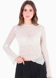 Blusa en encaje con manga campana y ruedo asimetrico - SEGOVIA.VAINILLA