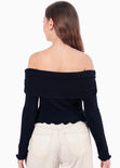 Blusa escote campesino con recogido en fajon - ANTURIO.AZUL