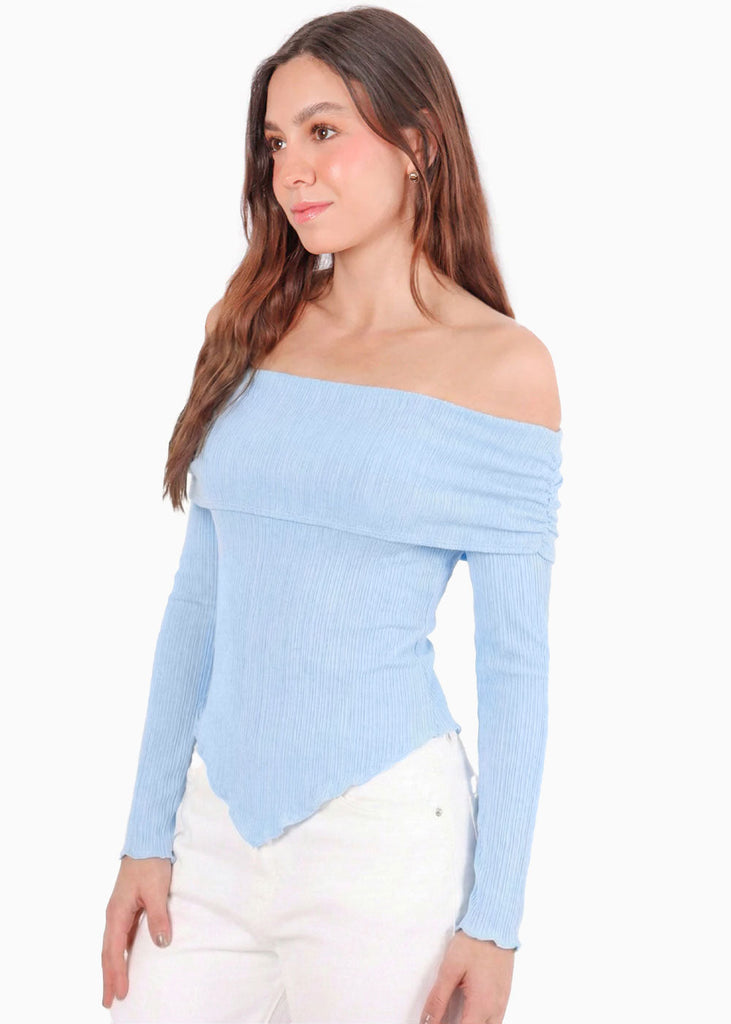 Blusa escote campesino con recogido en fajon - ANTURIO.SKY