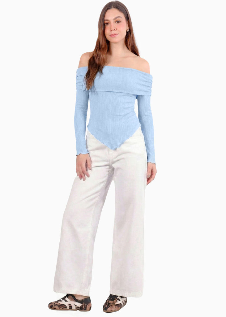Blusa escote campesino con recogido en fajon - ANTURIO.SKY