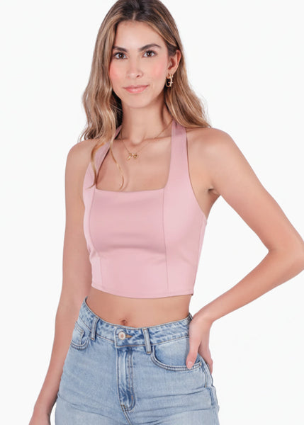 Blusa corta halter  - MANDARINA