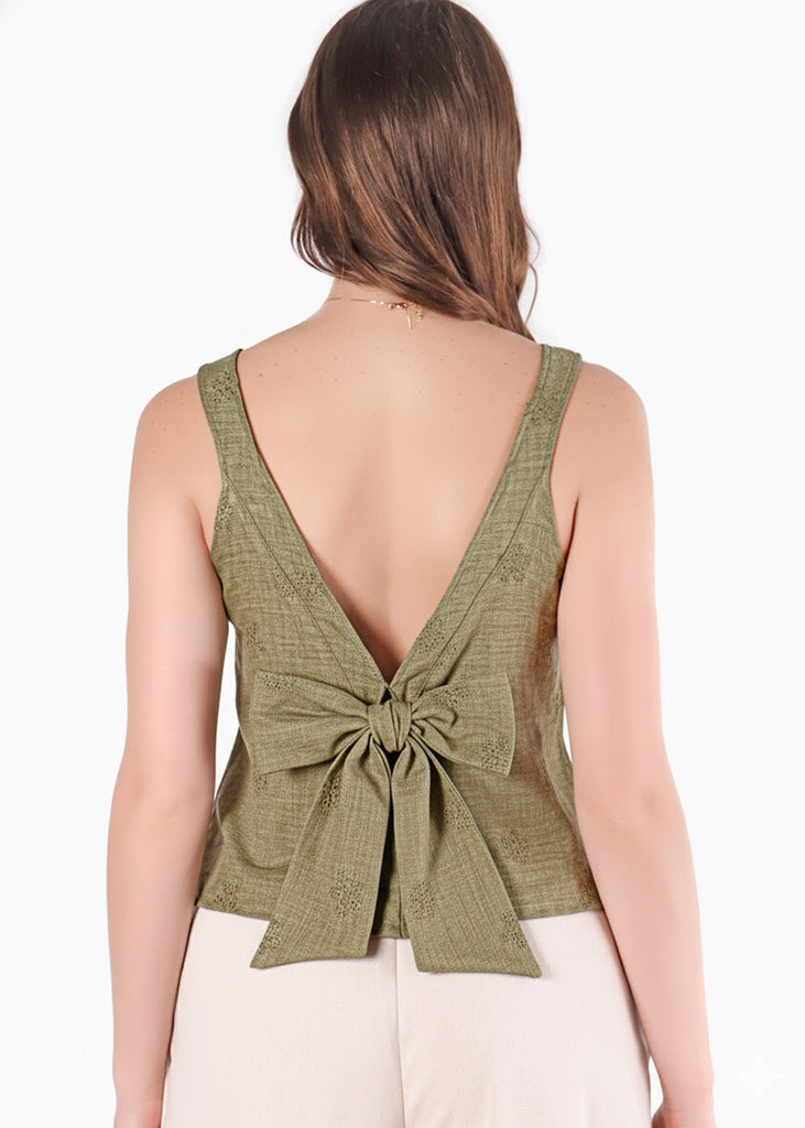 Blusa halter tejida flores con anudado en espalda - GALICIA