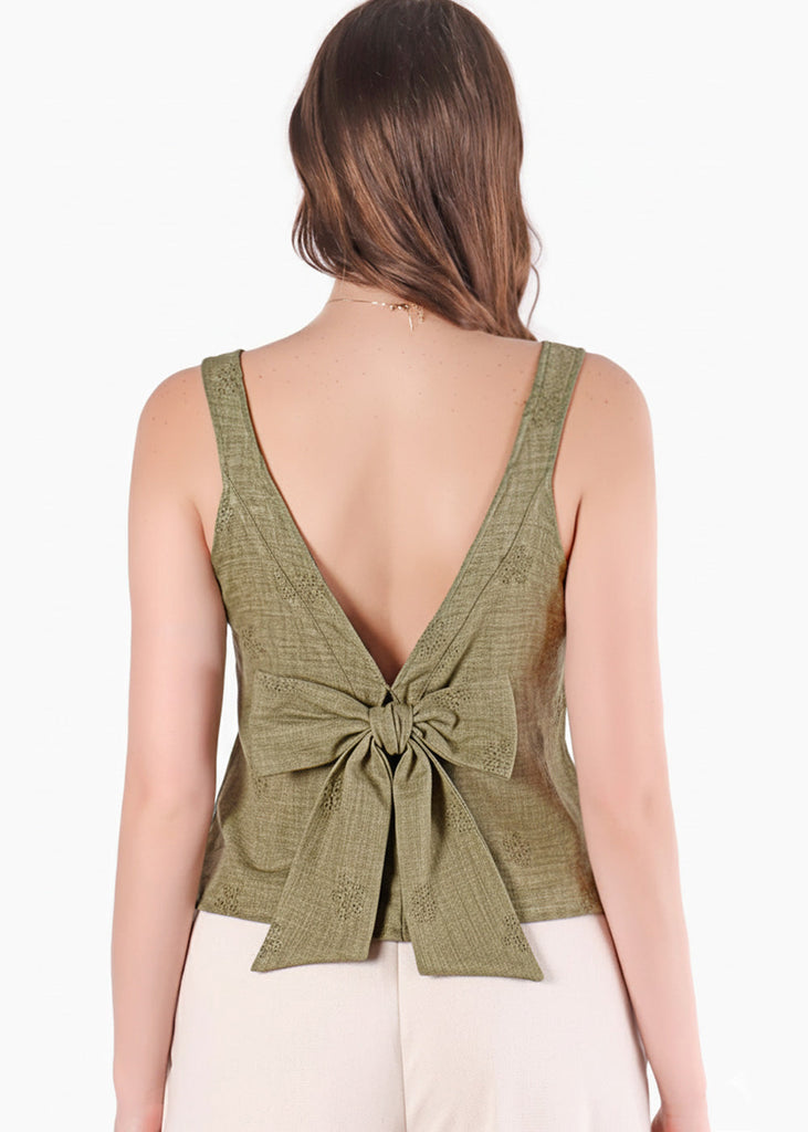 Blusa halter tejida flores con anudado en espalda - GALICIA