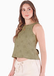 Blusa halter tejida flores con anudado en espalda - GALICIA