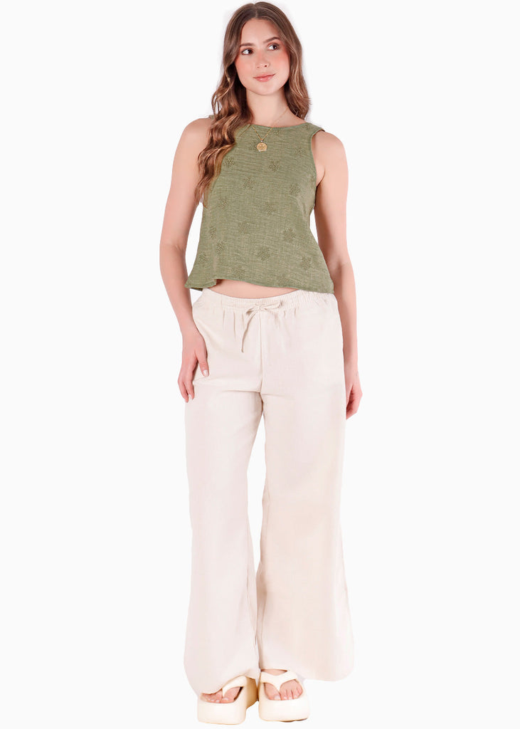 Blusa halter tejida flores con anudado en espalda - GALICIA