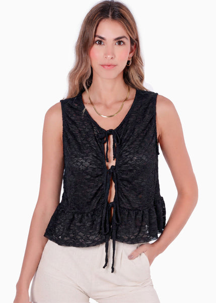 Blusa manga corta con anudados en frente - FRESA