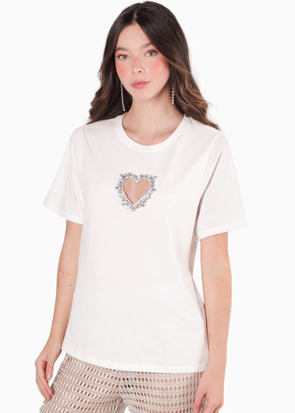 camiseta con corazon en pecho para mujer - Flashy