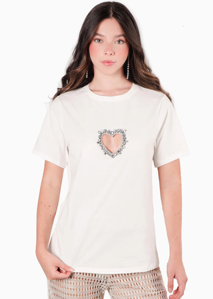 camiseta con corazon en pecho para mujer - Flashy