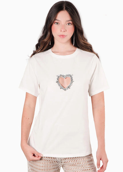 camiseta con corazon en pecho para mujer - Flashy