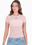 Blusa manga corta en encaje con top interno - RIVAS.ROSA