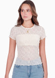 Blusa manga corta en encaje con top interno - RIVAS