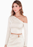 Blusa manga larga acampanada con hombro descubierto - SPARKLE