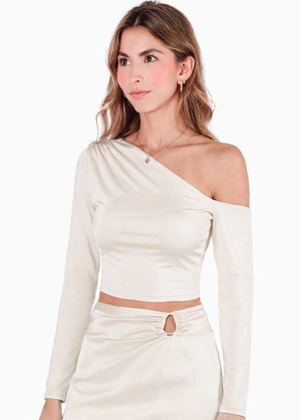 Blusa manga larga acampanada con hombro descubierto - SPARKLE