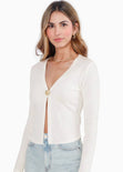 Blusa manga larga con boton en frente y abertura - NANTES