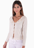 Blusa manga larga con botones de perlas y boleros para mujer - Flashy