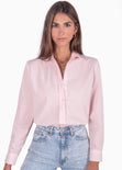 Camisa manga larga con botones y cuello color rosado para mujer - Flashy