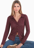 Blusa manga larga con botones y cuello - BELKY.UVA
