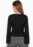 Blusa manga larga con broches decorativos - GRANADINA