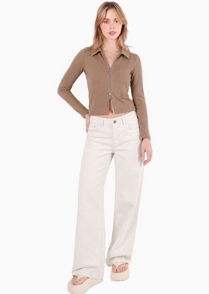 Blusa manga larga con cuello y cierre doble - ARUBA