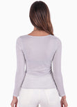 Blusa manga larga con escote cuadrado color gris para mujer - Flashy