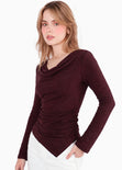 Blusa manga larga con escote drapeado - FILADELFIA