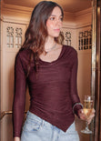 Blusa manga larga con escote drapeado - FILADELFIA