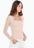 Blusa manga larga con escote sobre el cuello - YUCATAN