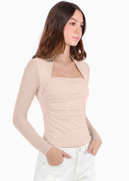 Blusa manga larga con escote sobre el cuello - YUCATAN
