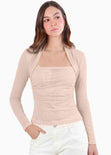 Blusa manga larga con escote sobre el cuello - YUCATAN